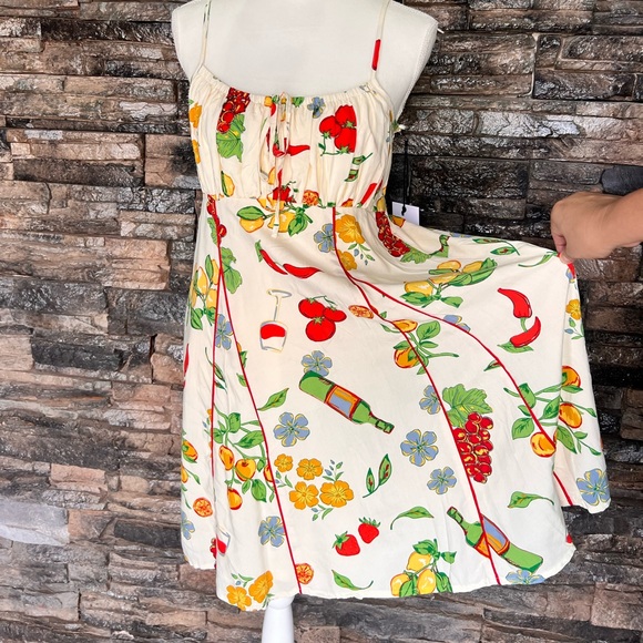 Japna Dresses & Skirts - Japna Cream Sundress with Fruit & Floral Print